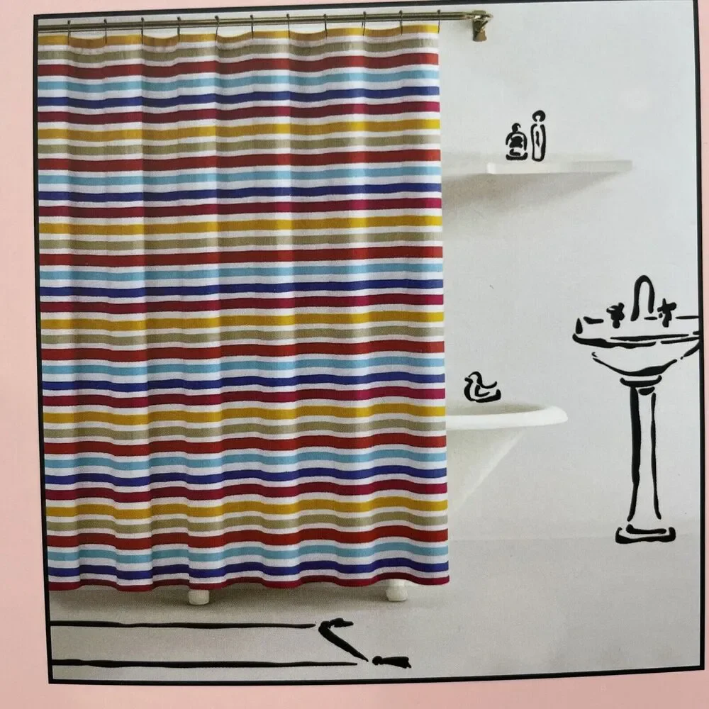 NEW Kate Spade New York PAINTED STRIPE 72x72 Fabric Shower Curtain 100% Cotton